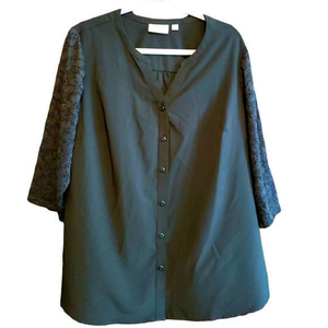 Women's‎ Denim & Company Black Lightweight  Blouse Size 1X